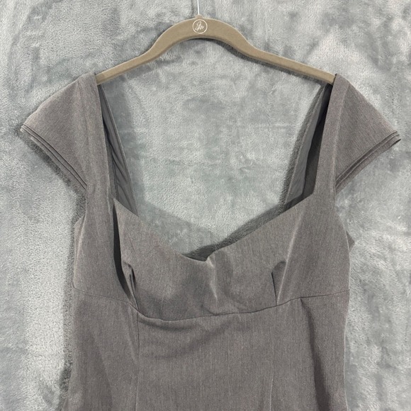House of CB Cheri French Grey Fitted Mini Dress - Lace Up Back Fit Flare  L+ - Picture 3 of 16